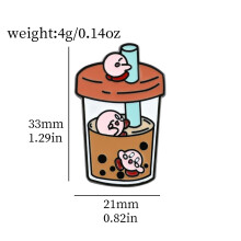 (StyleA) Unique Character Cartoon Kirby Pin Adorable Alloy Milk Tea Cup Cowboy Accessory Kirby Bag