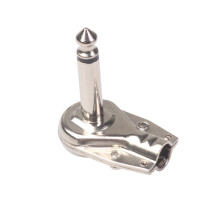 40Pcs 90Degree Right Angle 6.35 mm Mono 2 Pole Jack Plug 6.35mm Guitar Phono Pancake 1/4 Inch Connector,Silver