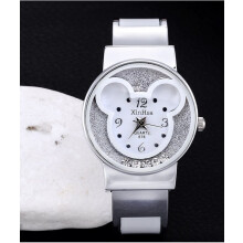 (White) Mouse Bracelet Mickey Watch Stainless Steel Strap Present Birthday Women