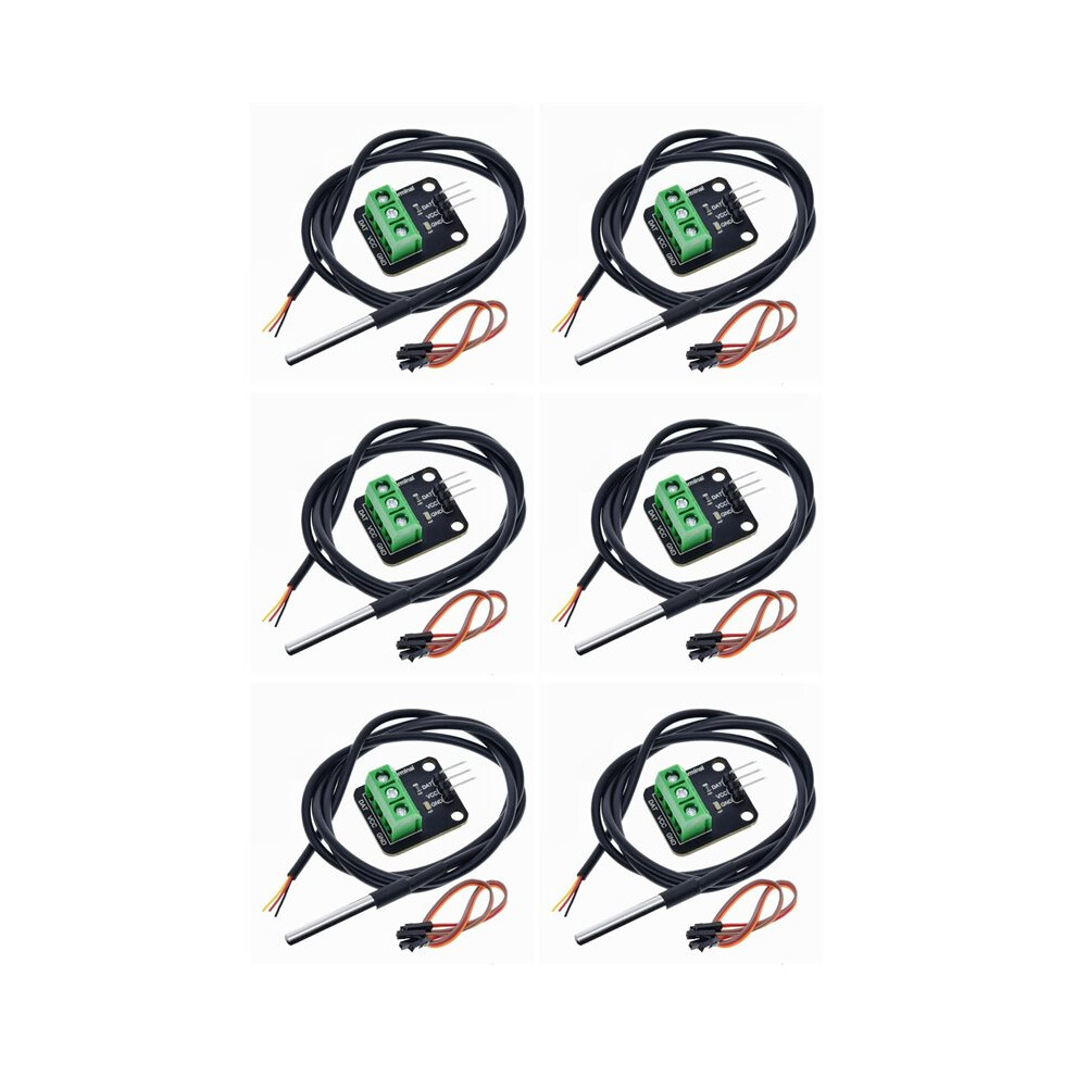 6X Ds18b20 Temperature Sensor Module Kit Waterproof 100Cm Digital Sensor Cable Probe Terminal Adapter For 6033603437137