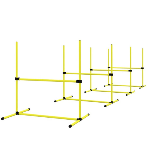 Set portatile per agility dog con ostacoli e pali, giallo