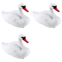 3X Zwanenlokvogels, Drijvende Plastic Zwaan, Witte Zwaanstandbeelddecoratie Huisdierlokvogels, Simulatiezwaanlokvogels, Witte Zwaanstandbeeld