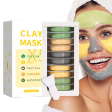 (Style - C) Single Use Facial Mud Mask Kit 10 Varieties Clay Mask, Hydrating Oil Control Deep Purifying Mask Portable For Travel Home Use