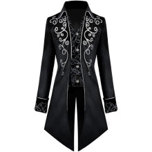 Traje Masculino Frac Estilo Gótico Steampunk Elegante Surcot Negro 2XL — chaqueta victoriana hombre