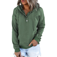 Dokotoo Damenhoodie mit Kapuze, warm, zum Aufknöpfen, mit Tasche, grün, S — dokotoo hoodie, damen hoodie oversize, grüne hemdjacke mit knöpfen