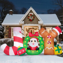 Decoración navideña hinchable roja inflable de Papá Noel con LED para jardín 2,4 m — adorno navidad exterior
