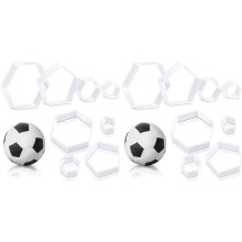 16X Football Pattern Cookie Cutters Football Cake Fondant Hexagon Cutter for Kitchen DIY Cake Decorating Tools