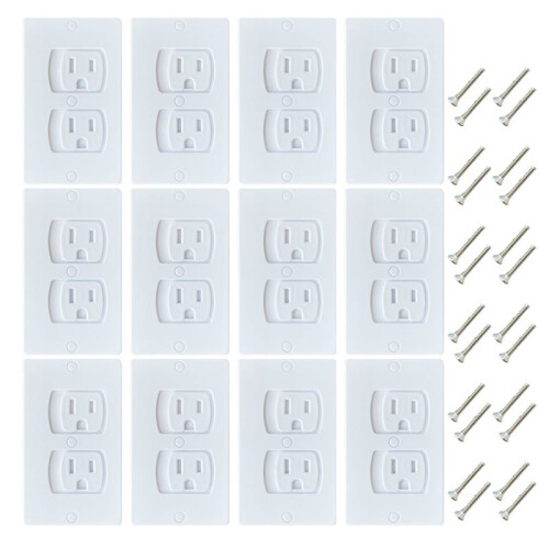 48 Pack Self-Closing Electric Outlet Covers for Child Proofing Safety Wall Socket Plates 1