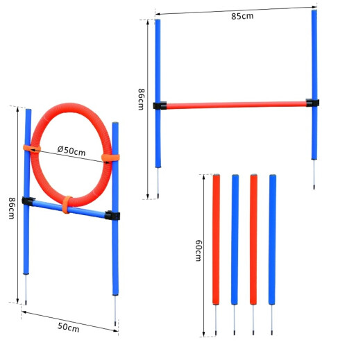 Hunde-Agility-Trainingsset mit Slalom und Hürde, Blau 2