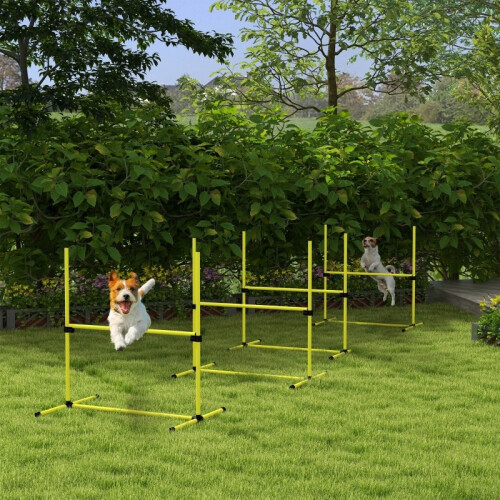Set portatile per agility dog con ostacoli e pali, giallo 1