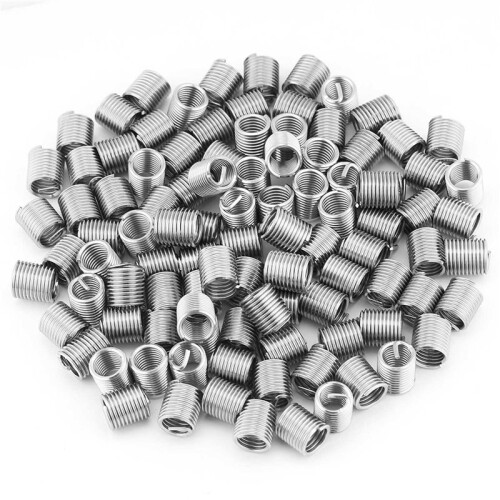 200Pcs M8X1.25X2D Stainless Steel Coiled Wire Insert Set Helical Threaded Insert Wire Screw Sleeve Threads Repair Tools 1
