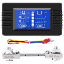 Battery Monitor Power Meter Ammeter Digital 0-200V Shunt 100A Multimeter, Meter Voltmeter Capacity Tester