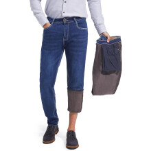 Herren Thermojeans Gepolstert Mit Fleece Tapered Slim Fit Navy 33W/34L — thermo jeans herren, winterhosen fleece, gefütterte slim jeans