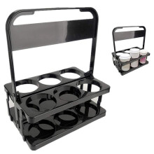 Foldable Beer Bottle Carrier Coffee Rack Basket for Outdoor BBQ Picnic, Safe and Easy Transport, Taking 6 Bottles-Black