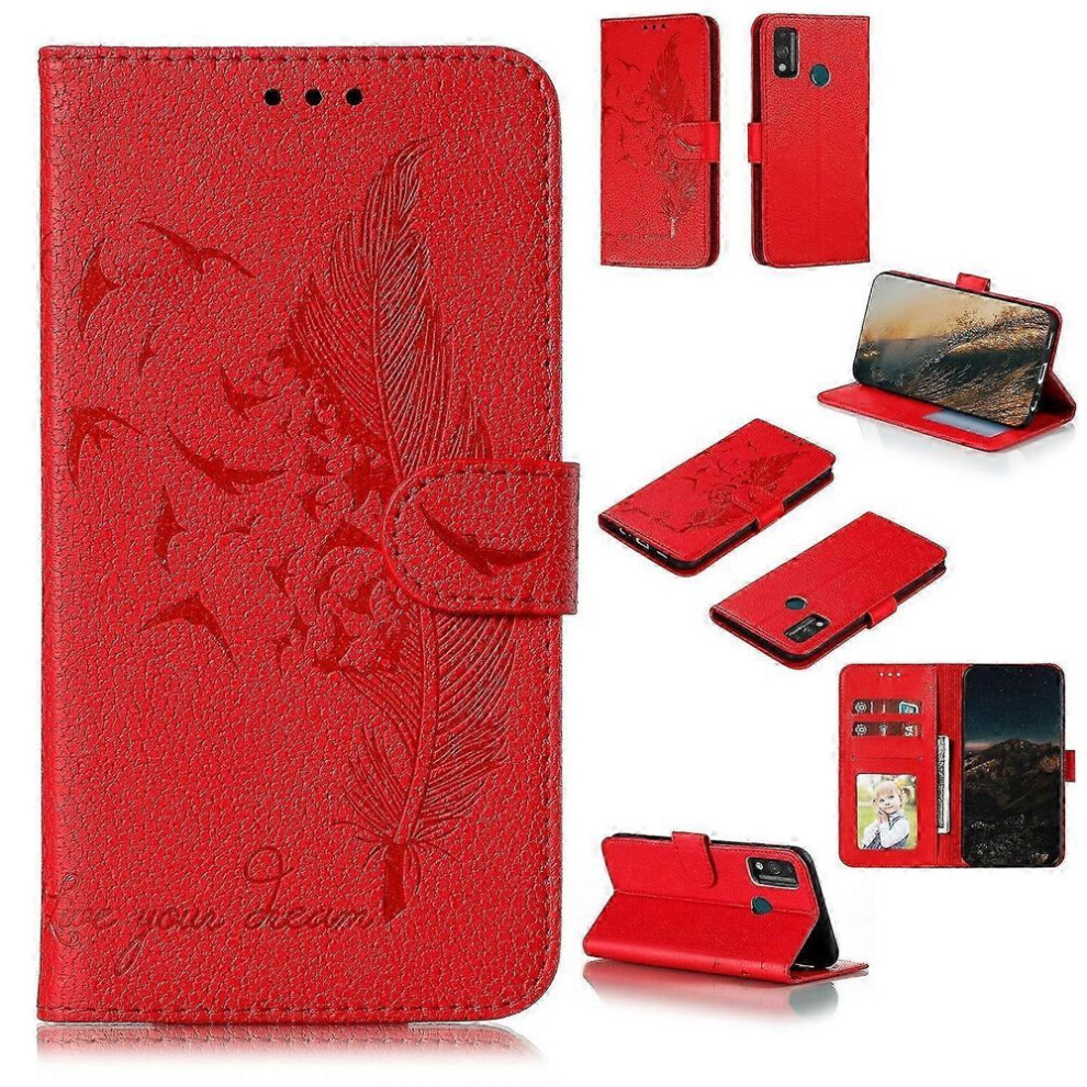 26-27 Feather Pattern Litchi Texture Horizontal Flip Leather Case With Wallet & Holder & Card Slots For Huawei Honor 4897388379127