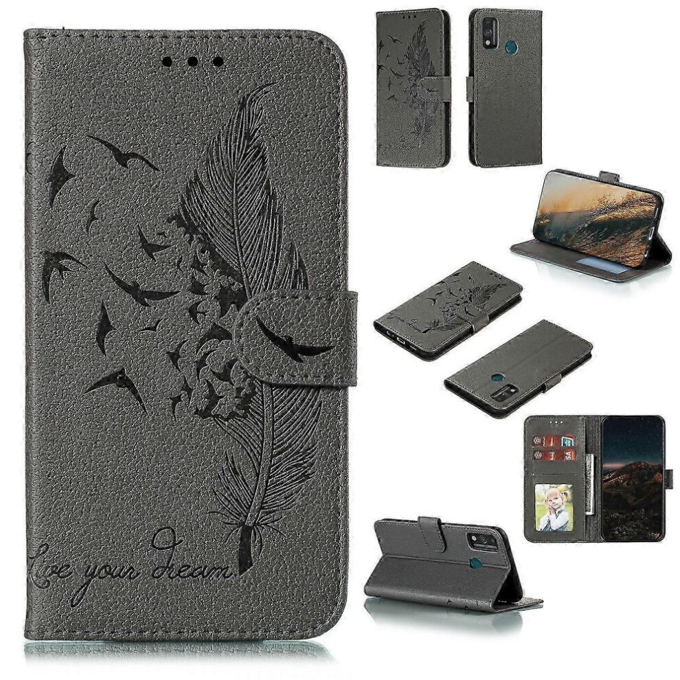 26-27 Feather Pattern Litchi Texture Horizontal Flip Leather Case With Wallet & Holder & Card Slots For Huawei Honor 3670431091082