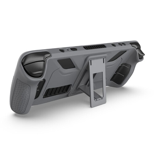 For  Protective Case-Anti-Fall,Anti-Slip,Soft Silicone Cover+Folding Stand Game Console Accessories Grey