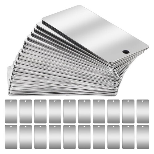 100-Pack Gravyrämnen i Rostfritt Stål, Rektangulära Etiketter för Stämpling, 2,5 X 5 cm 1