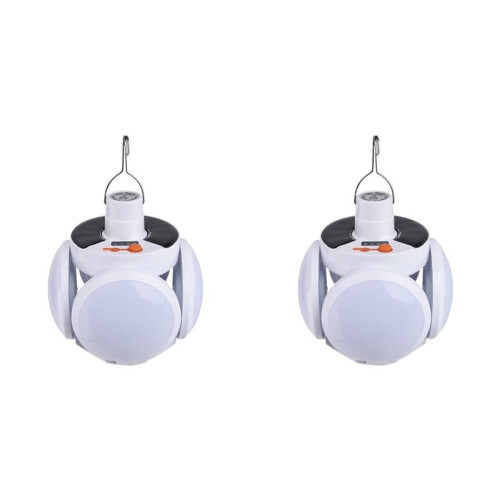 2X Camping Lantern with Hook, Waterproof LED Emergency Light - Solar Charging, Solar Lights 5 Light Modes 1