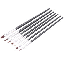 7X Akryl UV Gel Nagelborste Set Gel Brush Brush Nail Art Design Penna Svart