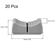 400Pcs 24mmx11mmx10mm Console Mixer Slider Fader Knobs Replacement for Potentiometer Gray Knob Black Mark