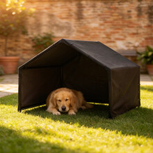 PawHut Outdoor Dog House with Weatherproof Canopy Black