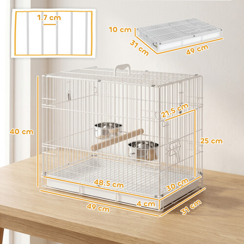 PawHut PawHut Bird Cage Foldable Portable with Top Handle Black 2