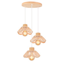 3 Lights Modern Ceiling Lights Wicker Pendant Light Retro Pendant Lights Indoor Pendant Lamp Woven Rattan Ceiling Lamp