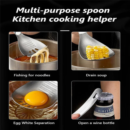 2PCS Multipurpose Grinding Spoon Stainless Steel Kitchen Spoon Garlic Crusher Egg Separator for Kitchen Utensil 2
