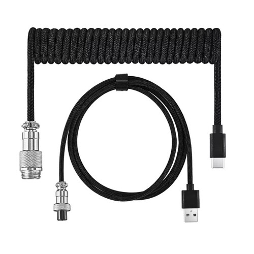 4X Usb Keyboard Cable Black Coiled Keyboard Usb Type C Cable DIY Aviation Plug Cable Connector Gaming Usb Keyboard Cable 1