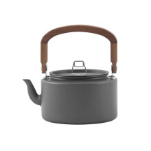 1.2L Camping Kettle Aluminum Alloy with Wooden Handle Portable Outdoor Cooking Pot for Hiking Backpacking Picnic B