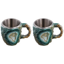 2X Elegant Lyxig Kaffemugg i Mineralkristall, Färgglad Kristallmugg Genomskinlig Kaffemugg, för Kaffemuggar för Hemmakontoret, A
