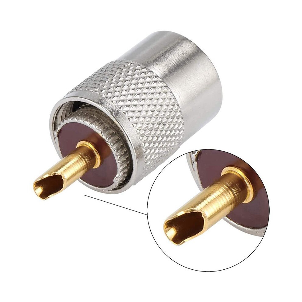 100 Pack Uhf/Pl-259 Solder Connector Plug With Reducer For Rg8x, Rg8, Rg59, Lmr-400, Rg-213 Coaxial Coax Cable 4713740645085