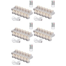60X Bougies Chauffe-Plat Rechargeables Sans Flamme avec Minuterie, Bougies LED pour Decoration de Table de Mariage ou de Noël.