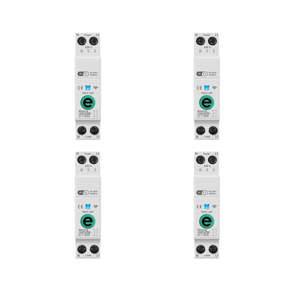 4X Ewelink 1P+N 63A 110V 220V Wifi Meter Kwh Metering Circuit Breaker Timer Relay 4711646832684