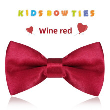 (Wine Red)Unisex Childrens Satin Bow Tie With Classic Style For Holiday Parties And Events