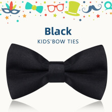 (Black)Unisex Childrens Satin Bow Tie With Classic Style For Holiday Parties And Events