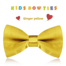 (Ginger Yellow)Unisex Childrens Satin Bow Tie With Classic Style For Holiday Parties And Events