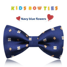(Navy Flower)Unisex Childrens Satin Bow Tie With Classic Style For Holiday Parties And Events