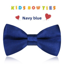 (Navy Blue)Unisex Childrens Satin Bow Tie With Classic Style For Holiday Parties And Events