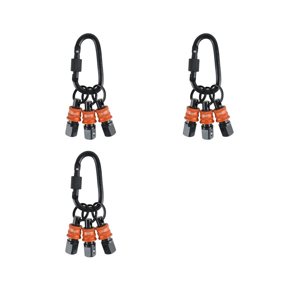 3X Socket Holder Keychain 3Pc -1/2Inch Socket Organizer With Quick Release And Clip - Impact Wrench And Toolbox 4713126582829