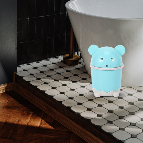 Cute Desktop Trash Desktop With Lid Small Paper Basket  Flip Plastic Trash Can 2