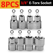 3/8 Tum Driv E-Torx Stjärnnyckelsats Extern Stjärnnyckelsats Momentnyckel E8-E20 Mångsidig Handverktygssats