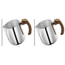 2X Milk Frothing Pitcher 20 OZ (600ML),Espresso Steaming Pitchers with Anti-Scald Handle, Stainless Steel