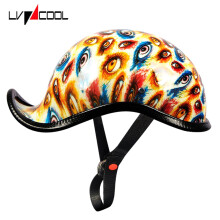 LVCOOL Baseball Cap Helmet Motorcycle Retro Helmets Summer Open Face Scooter for Chopper Women Men G Type-L