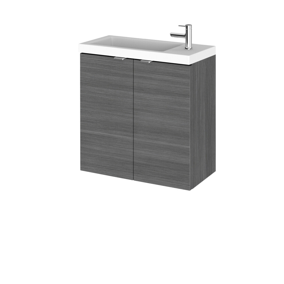 Balterley Alrewas Contemporary 2 Door Wall Hung Vanity Unit With Basin, Anthracite Woodgrain, 500Mm
