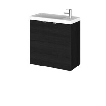 Alrewas Contemporary 2 Door Wall Hung Vanity Unit with Basin, Charcoal Black, 500mm