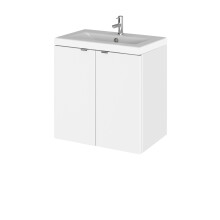 Alrewas Contemporary 2 Door Wall Hung Vanity Unit with Basin, Gloss White, 500mm