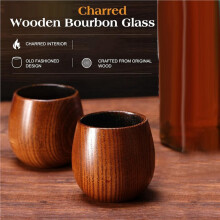 Charred Wooden Boston Glass, the Wood Boston Drinking Cup, Old Fashioned Whiskey Glasses Tumblers 6pack