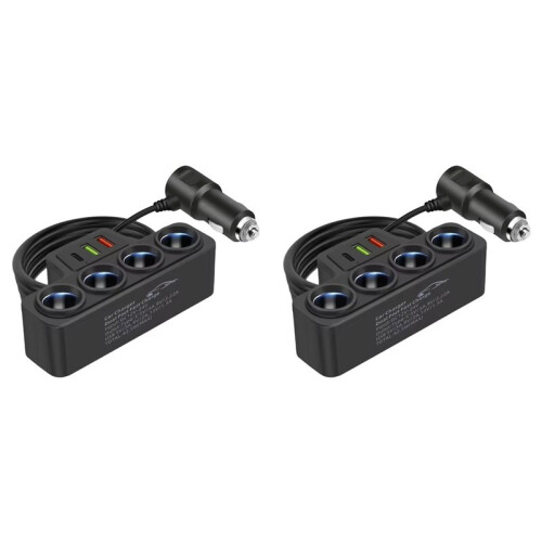 2X 4-Socket Car Cigarette Lighter Splitter 12V-24V Phone Power Adapter 120W QC3.0+PD3.1A Cigarette Lighter Socket Plug